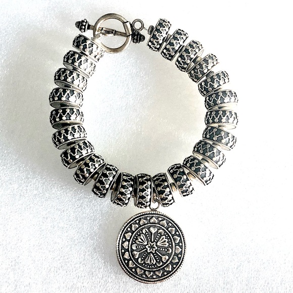 SILPADA Sterling Silver Oversized Oxidized Silver B2BS ROTTEN Toggle Bracelet - Picture 3 of 17